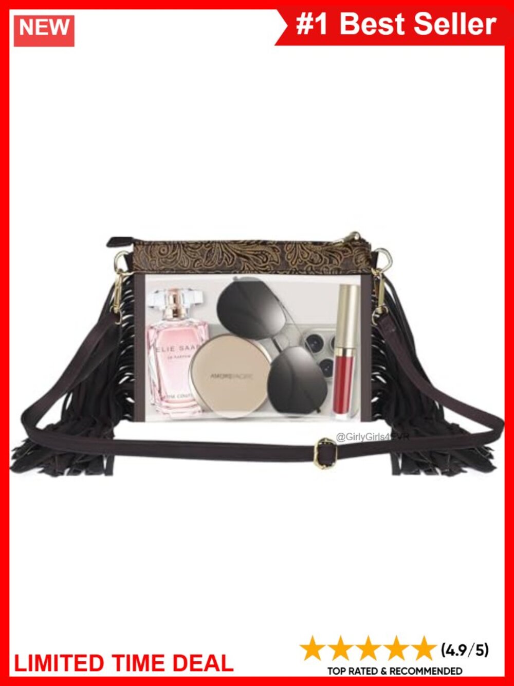 Clear PVC Fringe Crossbody Bag Transparent Messenger Purse
